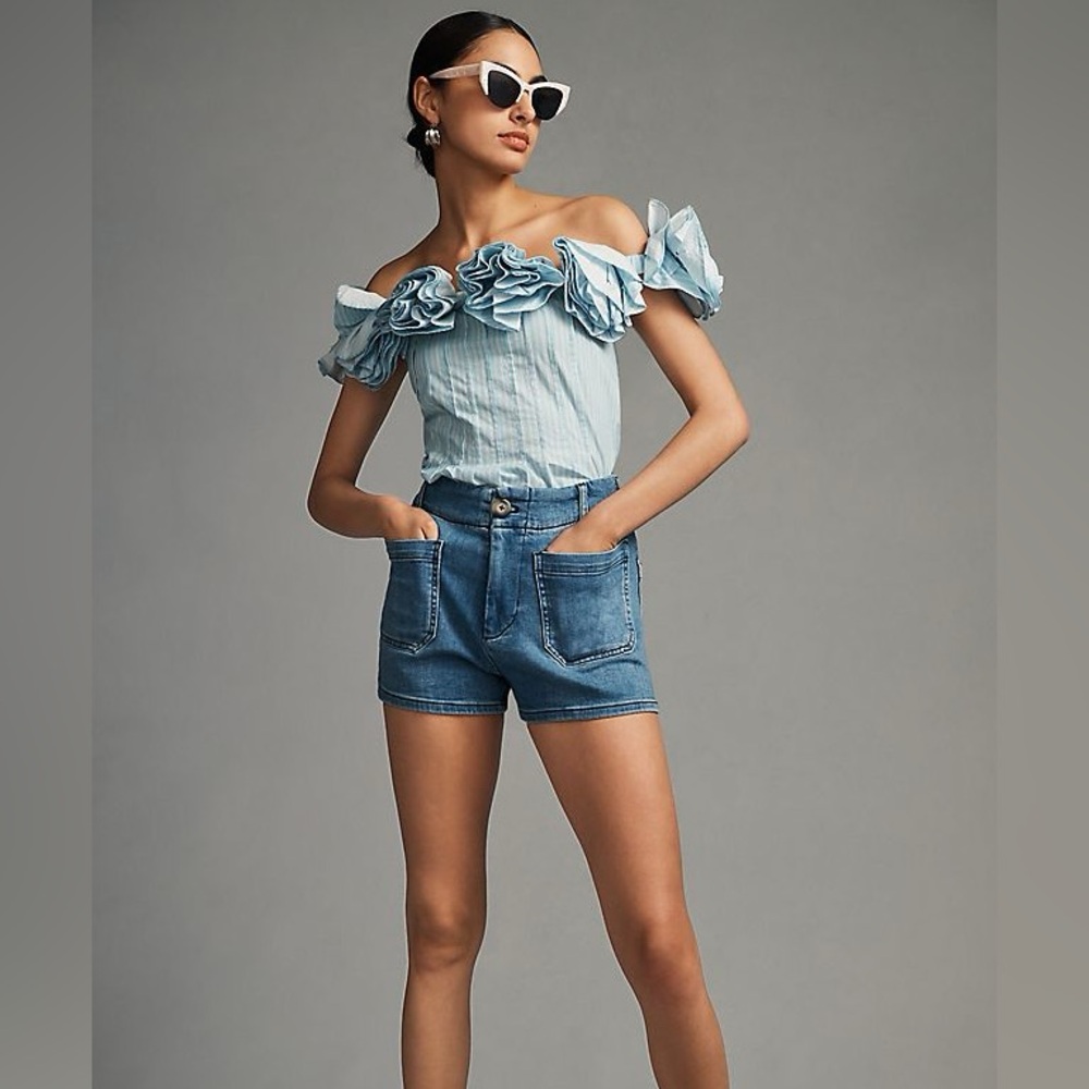 Anthropologie Maeve Colette Blue Jean Shorts